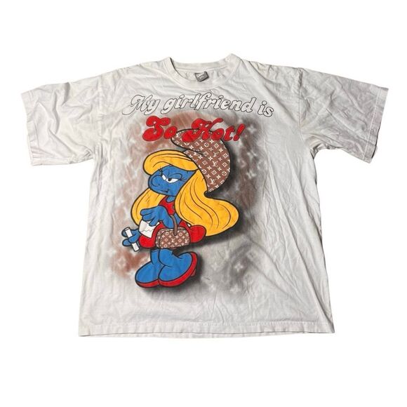 Y2K Smurfs My Girlfriend Is So Hot T Shirt XXL - Picture 1 of 4